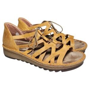 Naot Bloom Yarrow Sandals Womens Size US 9 EU 40 Nubuck Leather Lace-Up Wedge